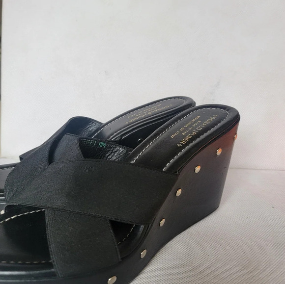DONALD J PLINER BLACK 4" WEDGE HEEL SANDALS‎ (sz 11) - Picture 5 of 8